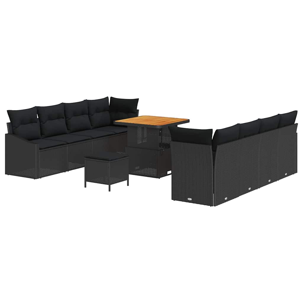Set Divano da Giardino con cuscino 11 pcs Nero | homemem39