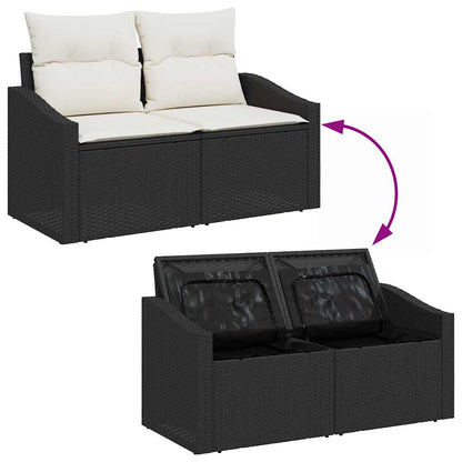 Set Divano da Giardino 10 pcs Nero e Crema 90 x 55 x 71 cm