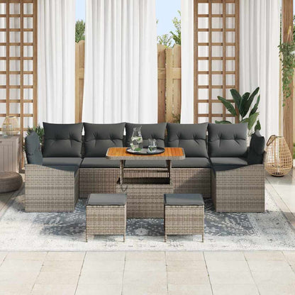 Set Divano da Giardino con cuscino 10 pcs Grigio Poly Rattan | homemem39