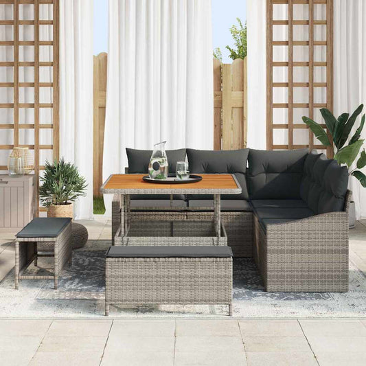 Set Divano da Giardino 8 pcs Grigio 100 x 100 x 71 cm