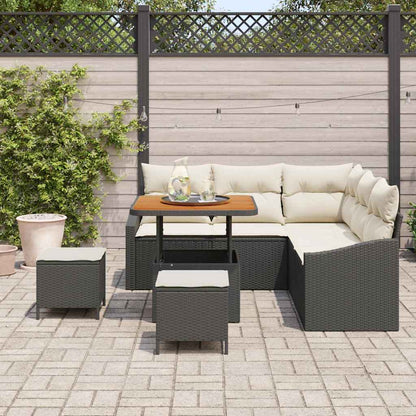 Set Divano da Giardino con cuscino 8 pcs Nero Poly Rattan | homemem39