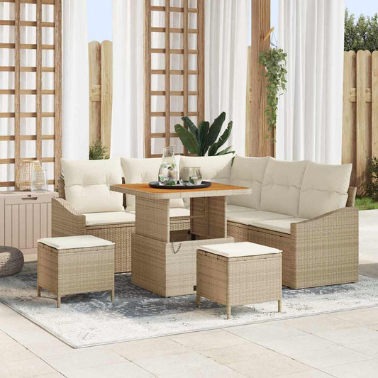 Set Divano da Giardino 8 pcs Beige e Crema 80 x 80 x 71 cm
