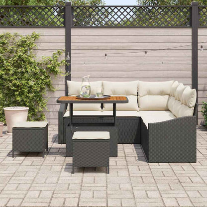 Set Divano da Giardino 8 pcs Nero e Crema 90 x 55 x 71 cm