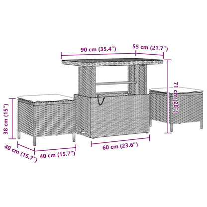 Set Divano da Giardino 8 pcs Nero e Crema 90 x 55 x 71 cm