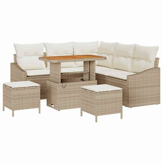 Set Divano da Giardino 8 pcs Beige e Crema 90 x 55 x 71 cm