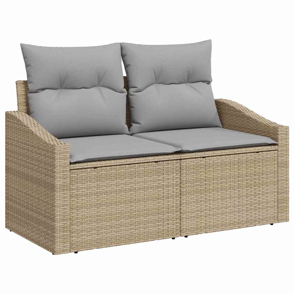 Set Divano da Giardino 9 pz 7-Numero di posti Beige Poly Rattan | homemem39
