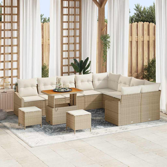 Set Divano da Giardino 12 pcs Beige e Crema 90 x 55 x 71 cm