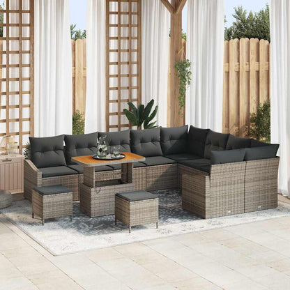 Set Divano da Giardino con cuscino 12 pcs Grigio Poly Rattan | homemem39