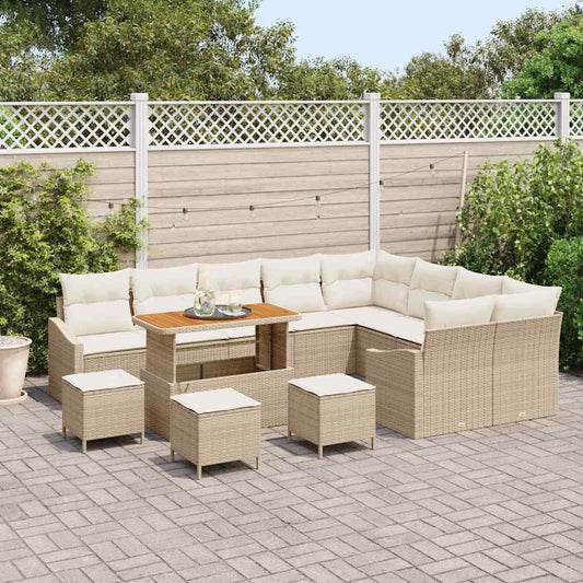 Set Divano da Giardino 13 pcs Beige e Crema 110 x 55 x 71 cm
