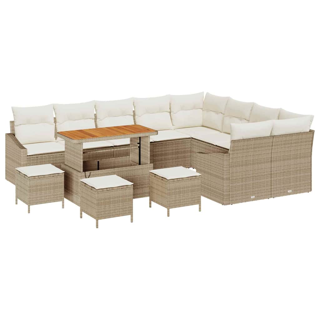 Set Divano da Giardino 13 pcs Beige e Crema 110 x 55 x 71 cm
