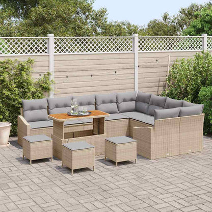Set Divano da Giardino con cuscino 13 pcs Beige Poly Rattan | homemem39