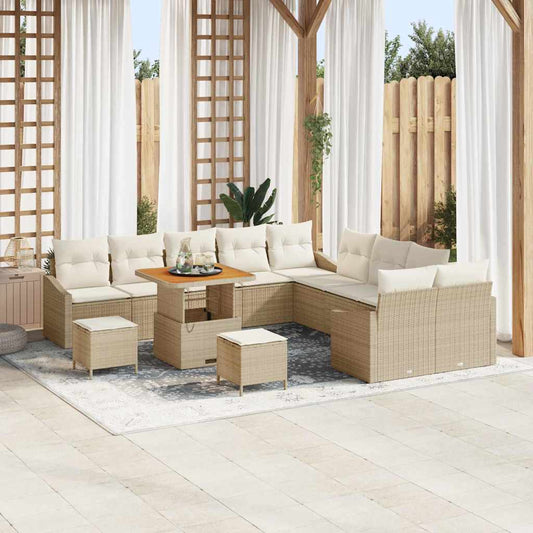 Set Divano da Giardino 13 pcs Beige e Crema 100 x 100 x 71 cm