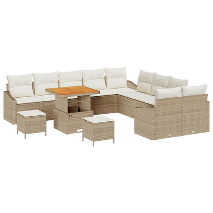 Set Divano da Giardino 13 pcs Beige e Crema 100 x 100 x 71 cm