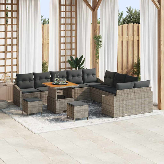 Set Divano da Giardino 13 pcs Grigio chiaro e grigio scuro