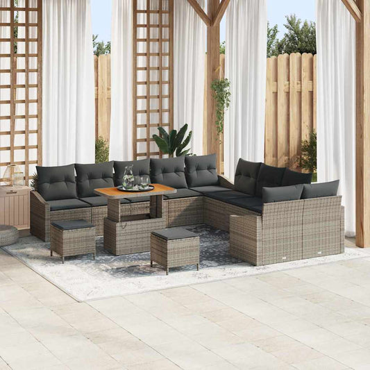 Set Divano da Giardino 13 pcs Grigio chiaro e grigio scuro