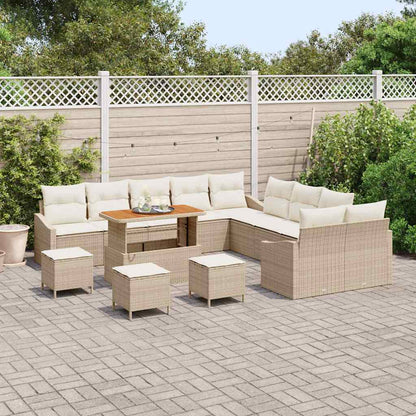 Set Divano da Giardino con cuscino 13 pcs Beige Poly Rattan | homemem39