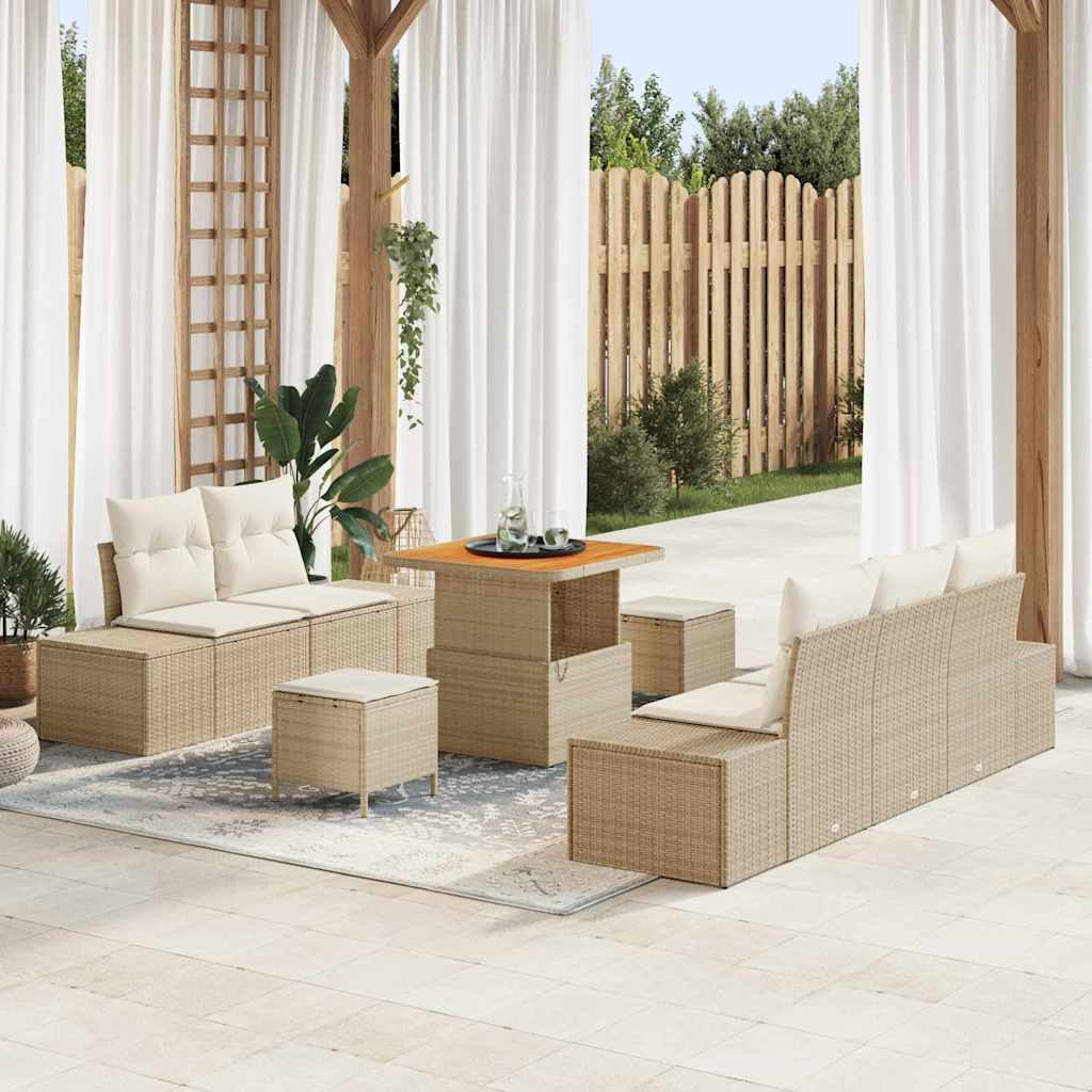Set Divano da Giardino 8 pcs Beige e Crema 80 x 80 x 71 cm