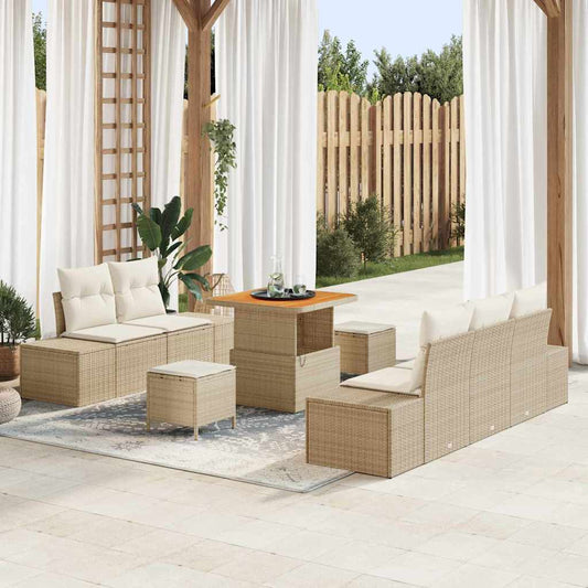 Set Divano da Giardino 8 pcs Beige e Crema 80 x 80 x 71 cm