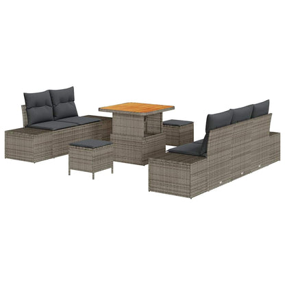 Set Divano da Giardino con cuscino 8 pcs Grigio chiaro Grigio