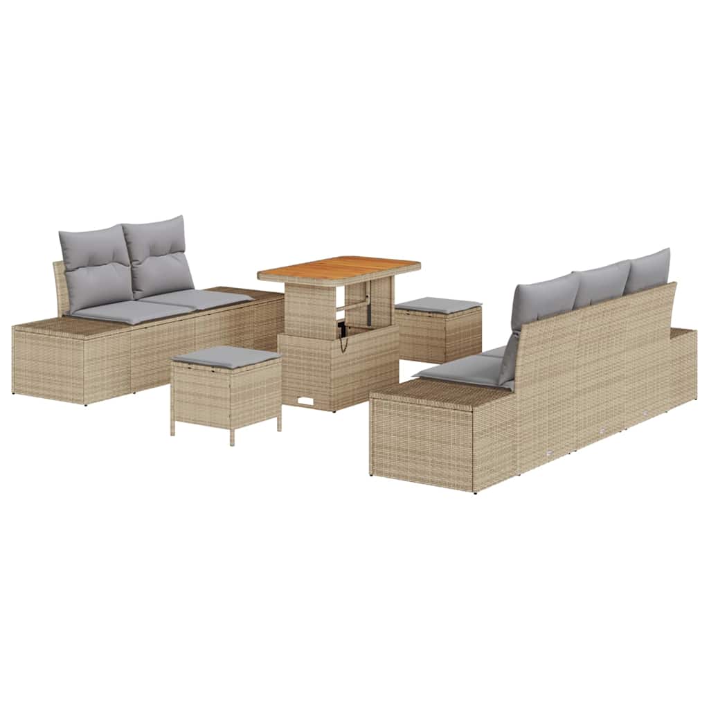 Set Divano da Giardino con cuscino 8 pcs Beige e Grigio Chiaro