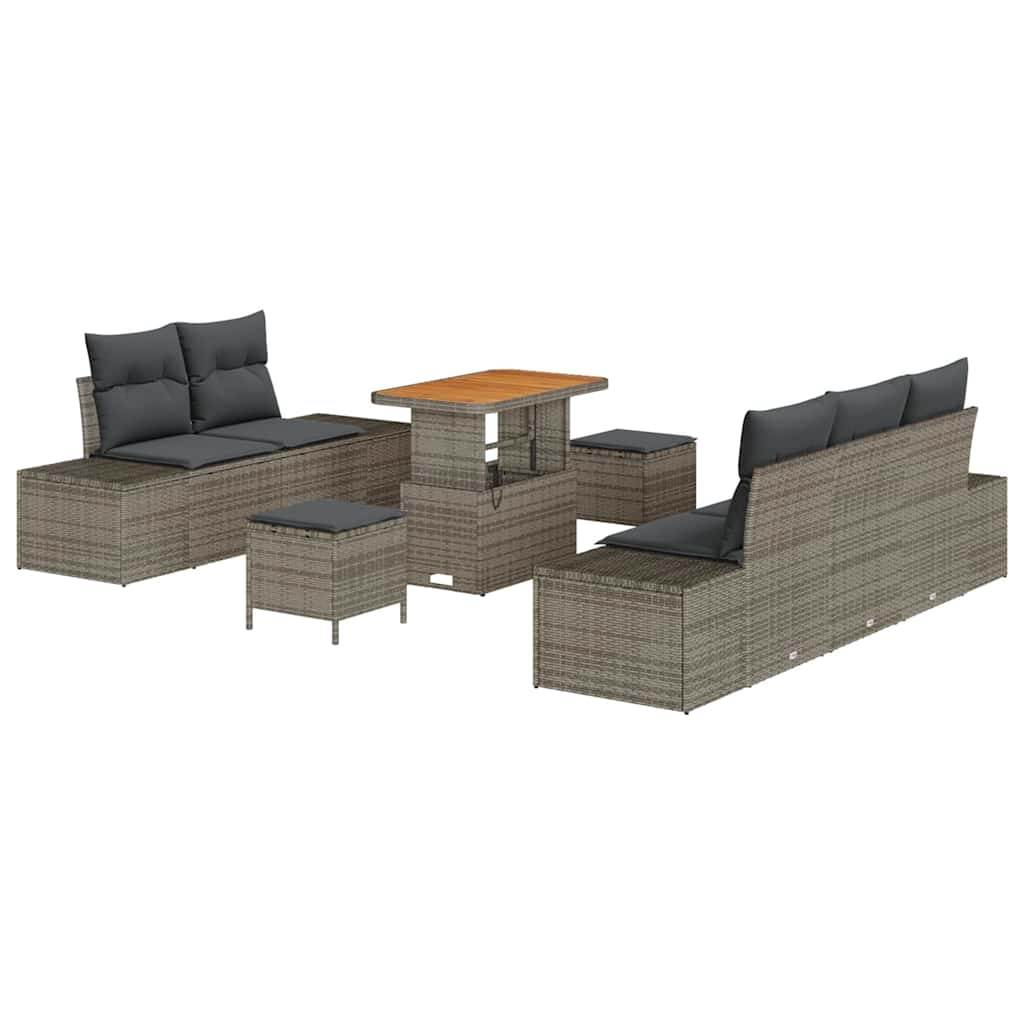 Set Divano da Giardino con cuscino 8 pcs Grigio Poly Rattan | homemem39
