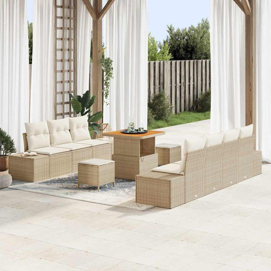 Set Divano da Giardino 10 pcs Beige e Crema 80 x 80 x 71 cm