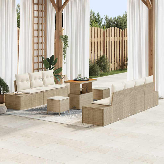 Set Divano da Giardino 10 pcs Beige e Crema 90 x 55 x 71 cm