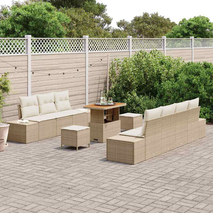 Set Divano da Giardino 10 pcs Beige e Crema 90 x 55 x 71 cm