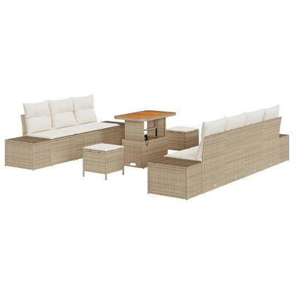 Set Divano da Giardino 10 pcs Beige e Crema 90 x 55 x 71 cm