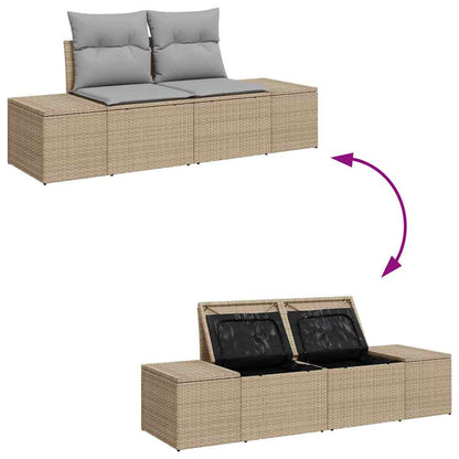 Set Divano da Giardino con cuscino 10 pcs Beige e Grigio Chiaro