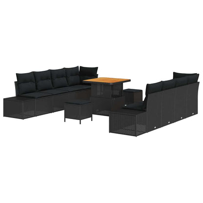 Set Divano da Giardino con cuscino 11 pcs Nero 80 x 80 x 71 cm