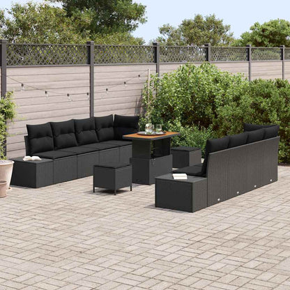Set Divano da Giardino con cuscino 11 pcs Nero 90 x 55 x 71 cm