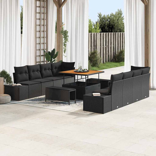 Set Divano da Giardino 11 pcs Nero 100 x 100 x 71 cm