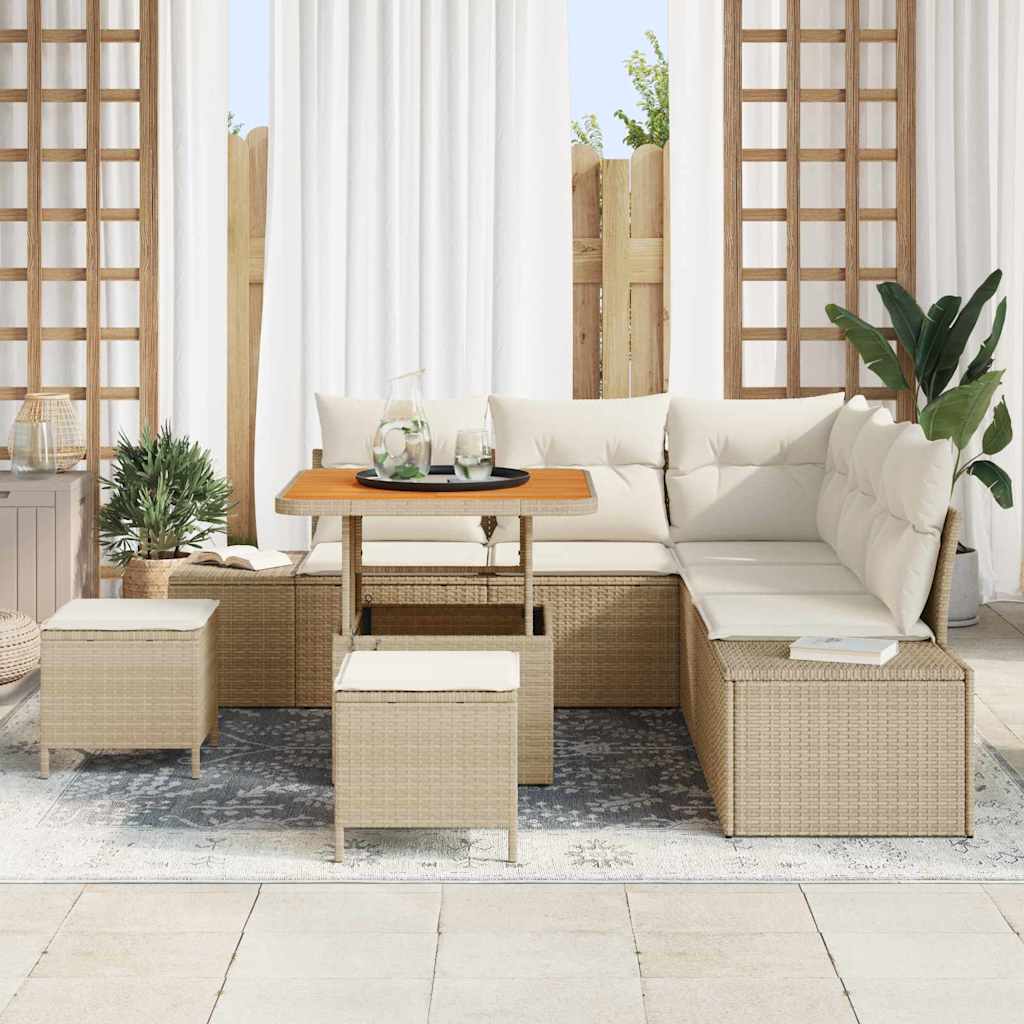 Set Divano da Giardino 8 pcs Beige Poly Rattan - homemem39