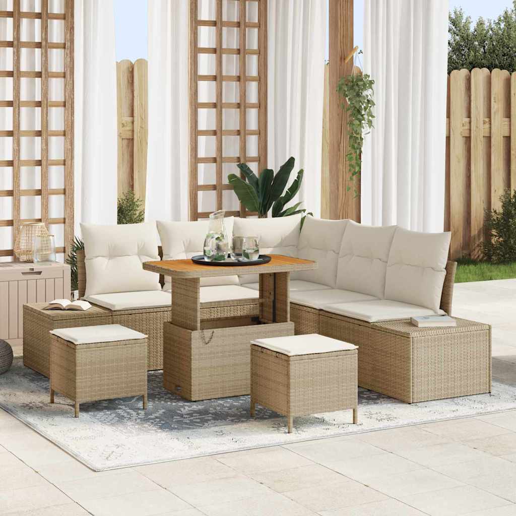 Set Divano da Giardino 8 pcs Beige Poly Rattan - homemem39