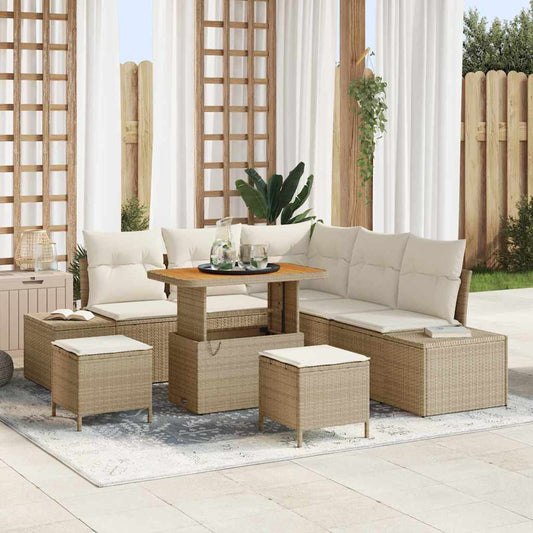 Set Divano da Giardino 8 pcs Beige Poly Rattan - homemem39