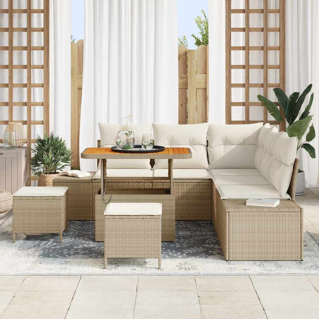 Set Divano da Giardino 8 pcs Beige Poly Rattan - homemem39