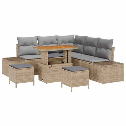 Set Divano da Giardino con cuscino 8 pcs Beige Poly Rattan