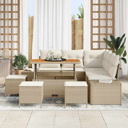 Set Divano da Giardino 8 pcs Beige Poly Rattan - homemem39