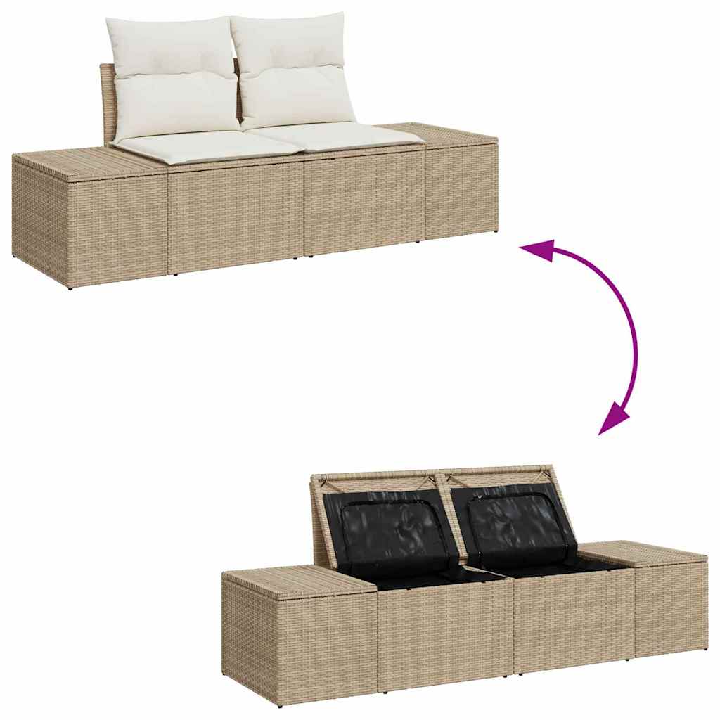 Set Divano da Giardino con cuscino 9 pcs Beige Poly Rattan | homemem39
