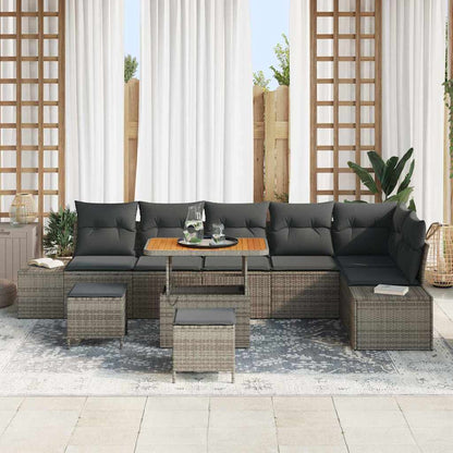 Set Divano da Giardino 9 pcs Grigio chiaro e grigio scuro
