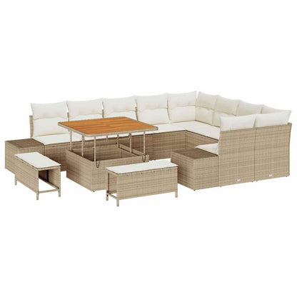Set Divano da Giardino 12 pcs Beige e Crema 100 x 100 x 71 cm