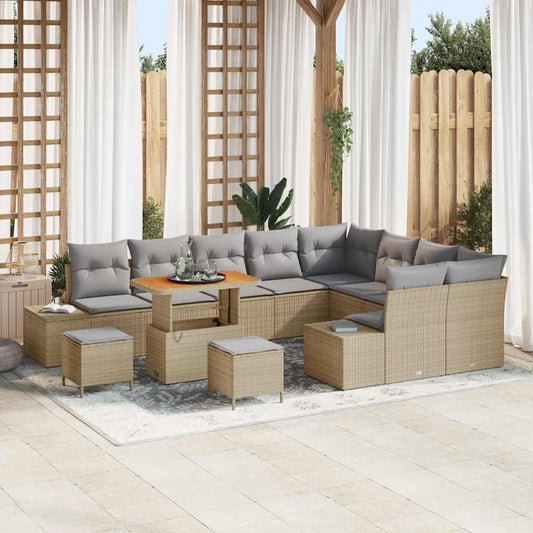 Set Divano da Giardino con cuscino 12 pcs Beige e Grigio Chiaro