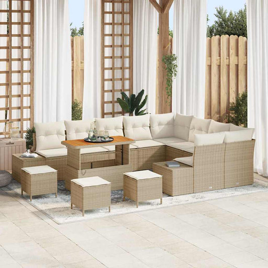 Set Divano da Giardino 12 pcs Beige e Crema 110 x 55 x 71 cm