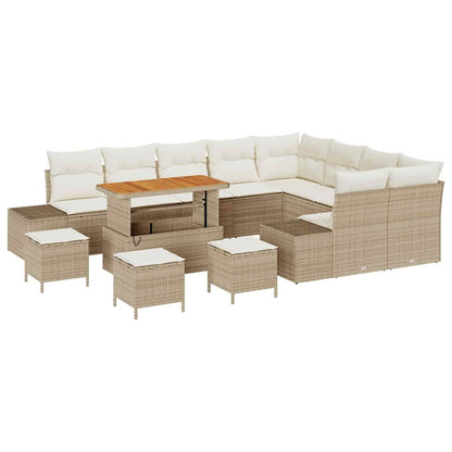 Set Divano da Giardino 12 pcs Beige e Crema 110 x 55 x 71 cm