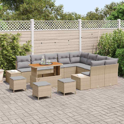 Set Divano da Giardino con cuscino 13 pcs Beige Poly Rattan | homemem39