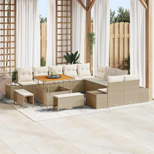 Set Divano da Giardino 13 pcs Beige e Crema 100 x 100 x 71 cm - homemem39