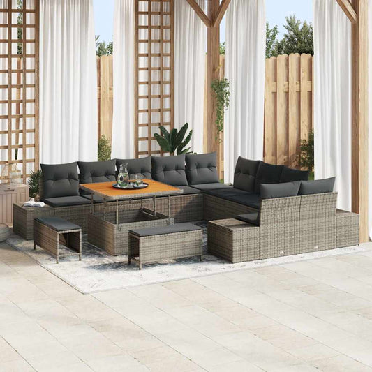 Set Divano da Giardino 13 pcs Grigio chiaro e grigio scuro