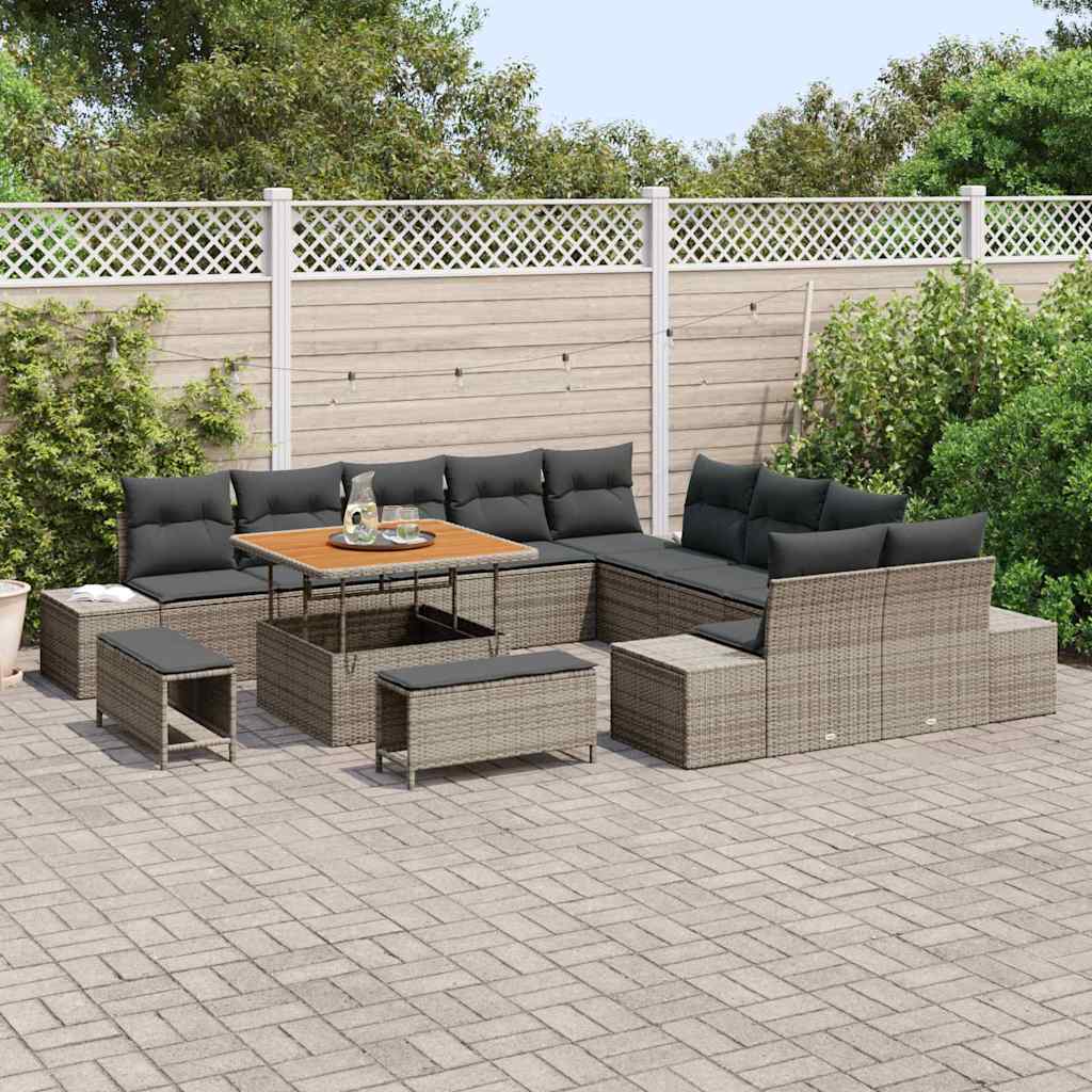 Set Divano da Giardino 13 pcs Grigio chiaro e grigio scuro