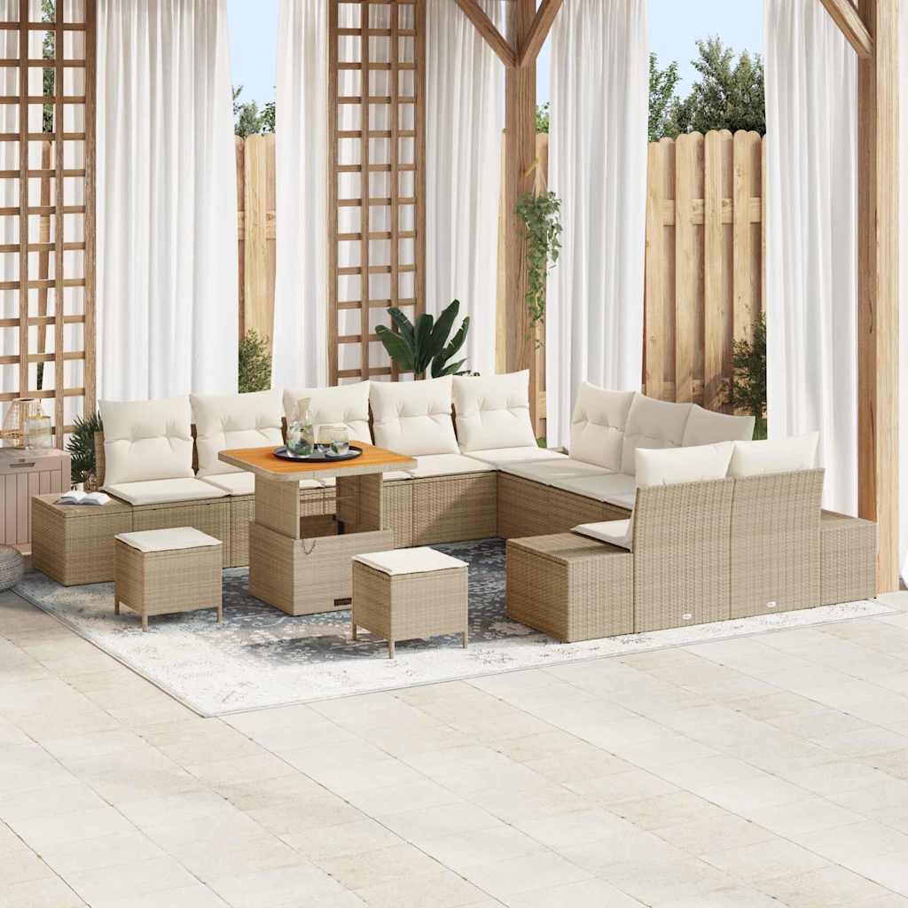 Set Divano da Giardino 13 pcs Beige e Crema 80 x 80 x 71 cm
